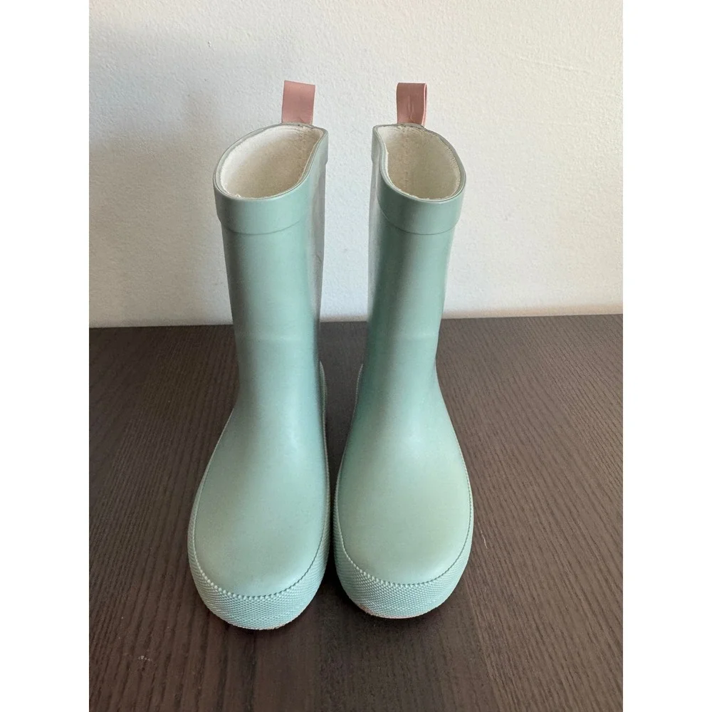 RainAngel Matte Rubber Rain Boots Kids Size 7 Sage Teal Pink Lug Sole